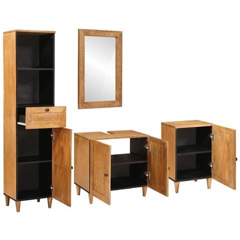 Set di mobili per il bagno 4 pcs Marrone 38 x 33 x 160 cm - Foto 2