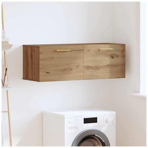 Armadietto a muro rovere artigianale 100 x 36.5 x 35 cm - Foto 2