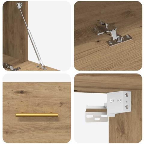 Armadietto a muro rovere artigianale 100 x 36.5 x 35 cm - Foto 9