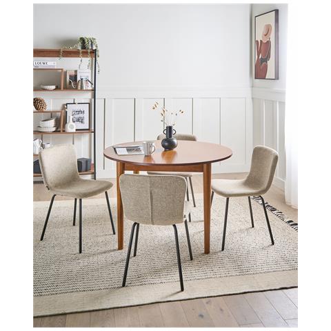 Set Di 4 Sedie Da Pranzo Caldwell Tessuto Beige - Foto 1