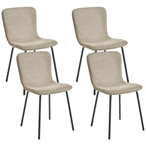 Set Di 4 Sedie Da Pranzo Caldwell Tessuto Beige - Foto 2