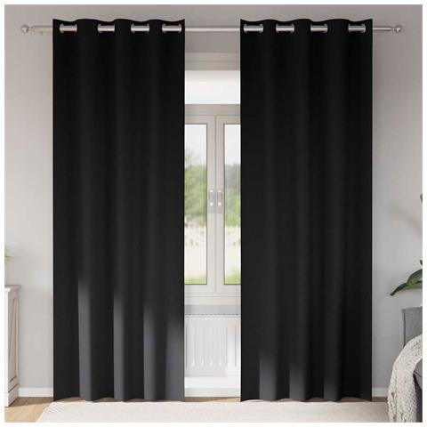 Tende con tende 2 pcs Nero 245x140cm Poliestere - Foto 2