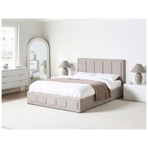 Letto Contenitore Ciniglia Quiberon 160 X 200 Cm Beige - Foto 1