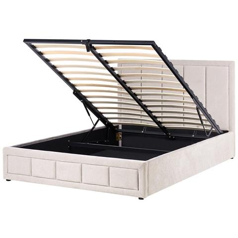 Letto Contenitore Ciniglia Quiberon 160 X 200 Cm Beige - Foto 2
