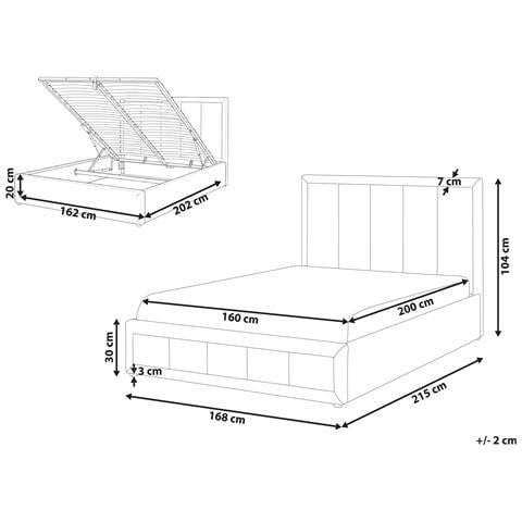 Letto Contenitore Ciniglia Quiberon 160 X 200 Cm Beige - Foto 8