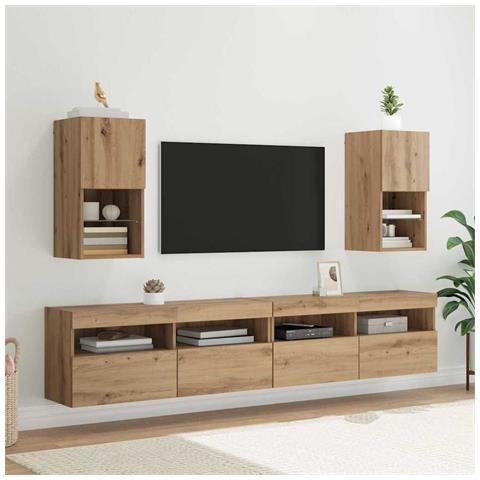 Mobiletti TV a parete 2 pcs Rovere artigianale - Foto 2