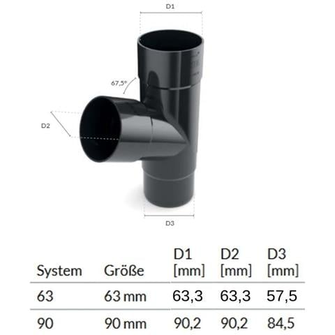 Raccordo A T Marrone Per Grondaia Sistema 63 - Foto 2