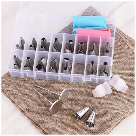 Set Da 36 Beccucci In Acciaio Inossidabile E Sac À Poche In Silicone - Kit Decorazione Torte Riutilizzabile - Foto 2