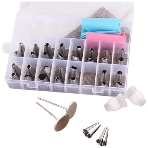 Set Da 36 Beccucci In Acciaio Inossidabile E Sac À Poche In Silicone - Kit Decorazione Torte Riutilizzabile - Foto 1