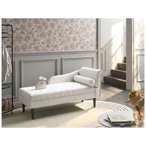 Chaise Longue Versione Destra Yvoire Tessuto Bianco Sporco - Foto 1