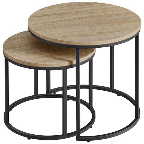 Set di 2 tavolini da caffè, rovere Sonoma /nero - Foto 3
