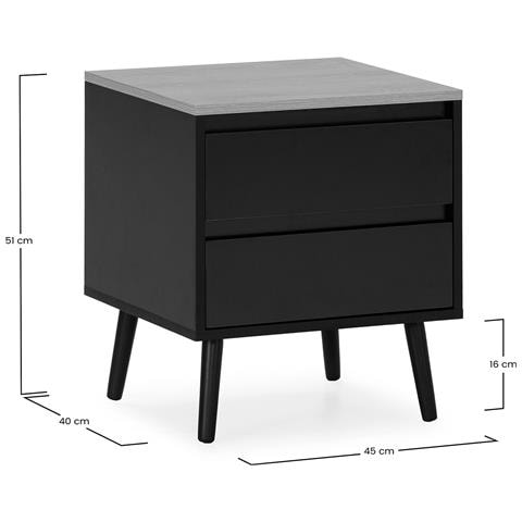 Comodino Desi 2 Cassetti Colore Nero - Foto 7
