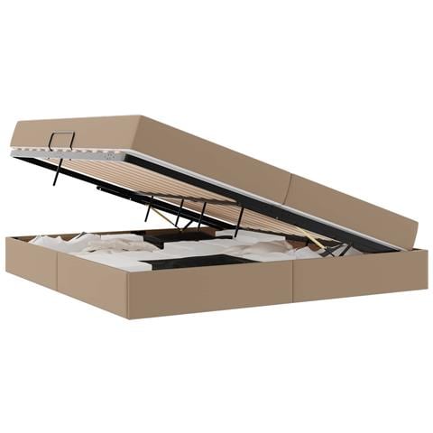 Letto con contenitore e materasso 2 pcs Cappuccino Pelle - Foto 1