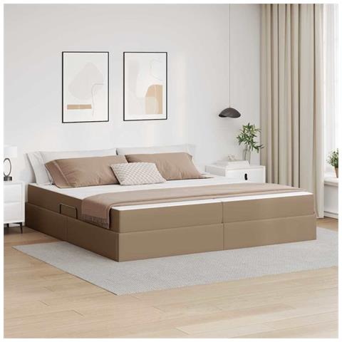 Letto con contenitore e materasso 2 pcs Cappuccino Pelle - Foto 2