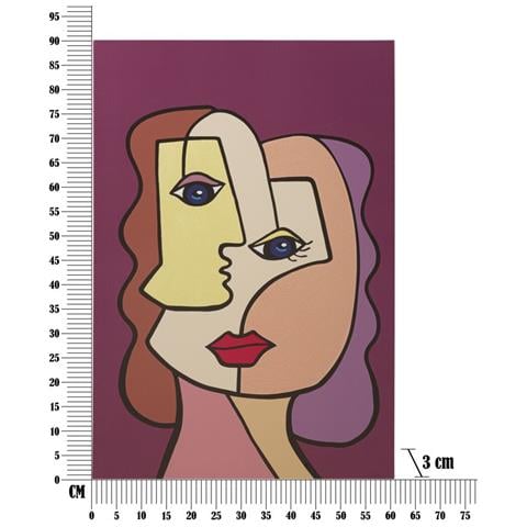 Stampa Dipinta Faces New B Doppio Volto Cubista Su Fondo Viola 60x90 Cm - Foto 6