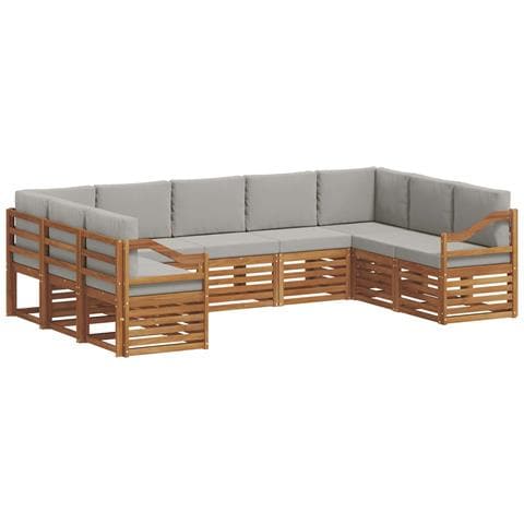 Set divani con cuscino 9 pcs Grigio Naturale e Chiaro - Foto 1