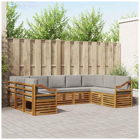 Set divani con cuscino 9 pcs Grigio Naturale e Chiaro - Foto 2