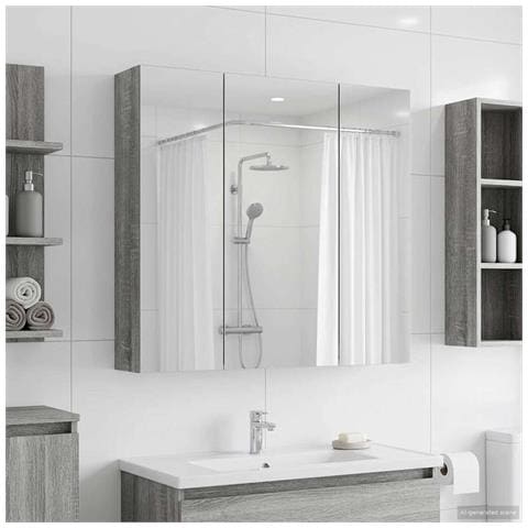 Mobiletto per specchio da bagno Grigio Sonoma 70 x 14,5 x 70 cm - Foto 2