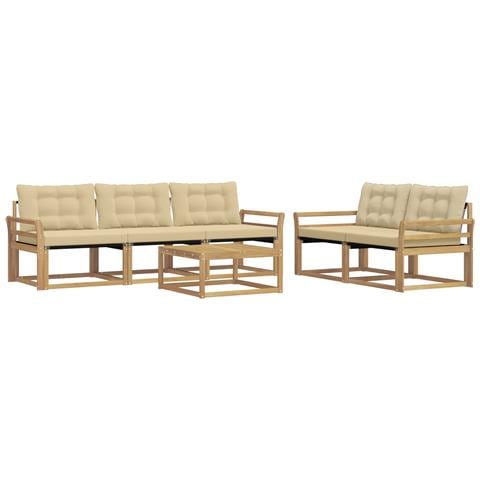 Set di divani da esterno 6 pcs Bianco e Beige 79 x 79 x 37 cm - Foto 1