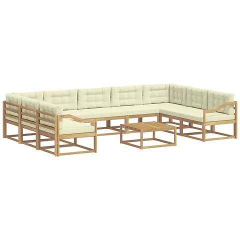 Set di divani da esterno con cuscino 10 pcs Bianco e Crema - Foto 1