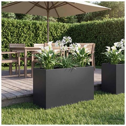 Vaso da giardino Nero 80 x 30 x 40 cm Acciaio laminato a freddo - Foto 2