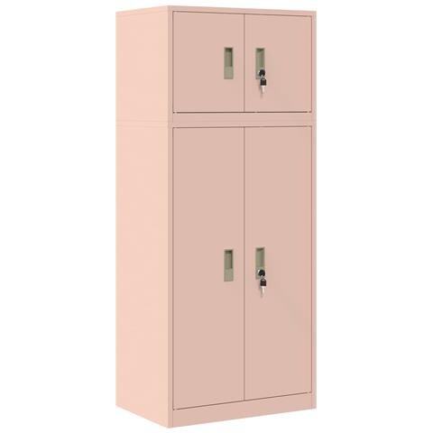 Armadio 2 pz Rosa 60 x 40 x 145 cm Acciaio Bloccabile - Foto 1