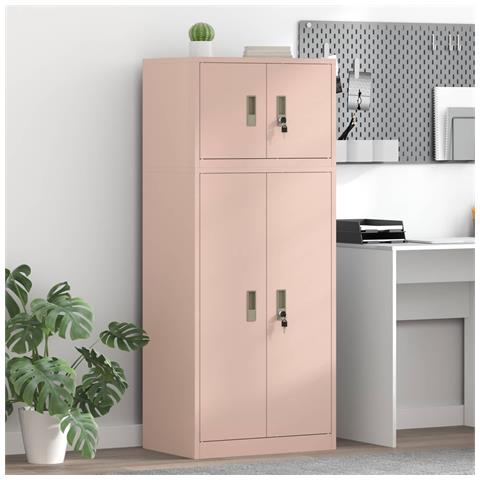 Armadio 2 pz Rosa 60 x 40 x 145 cm Acciaio Bloccabile - Foto 2