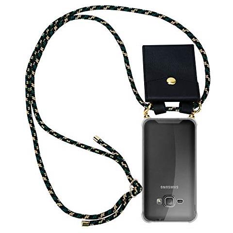 Catena Di Telefoni Cellulari Compatibile Con Samsung Galaxy J1 2016 In Camouflage - Coperchio Protettivo In Silicone Con Anelli D'oro, Cinturino In Corda E Custodia Staccabile - Foto 1