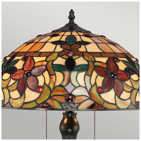 Lampada Da Tavolo Tiffany A 2 Luci Vintage Bronzo, E27 - Foto 2
