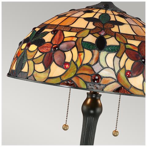 Lampada Da Tavolo Tiffany A 2 Luci Vintage Bronzo, E27 - Foto 5