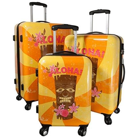 Warenhandel König - Set Di Tre Valigie Bagaglio Trolley Policarbonato  Rigido Leggero 4 Ruote 360 ? ? ° Con Motivo Pm (hawaii Tiki) - ePRICE