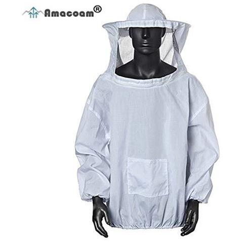 Apicoltura Protezione Velo Vestito Apicoltura Giacca Professionale Apicoltura Tuta Protettiva Apicoltura Veil Smock Bee Vestito Apicoltore Suit Coat Attrezzature Di Rivestimento Con Il Cappello (bianco) - Foto 1