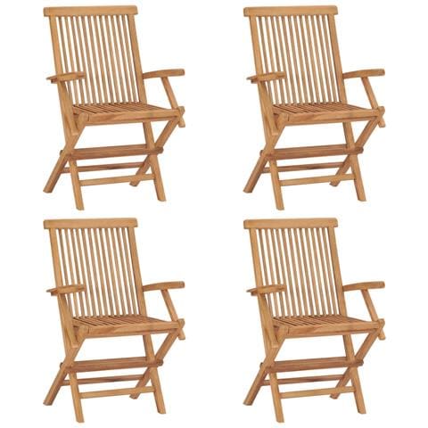 Sedie da Giardino e Cuscini Grigio Talpa 4 pz Massello di Teak - Foto 10