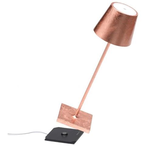 Lampada A Led Da Tavolo Poldina Pro Foglia Rame Ricaricabile E Dimmerabile Con Batteria Fino A 12 Ore - Foto 1