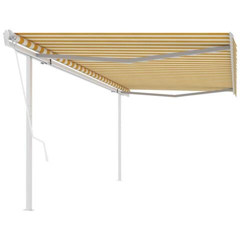 VidaXL Tenda da Sole Retrattile Manuale con Pali 3,5x2,5m Blu e Bianca