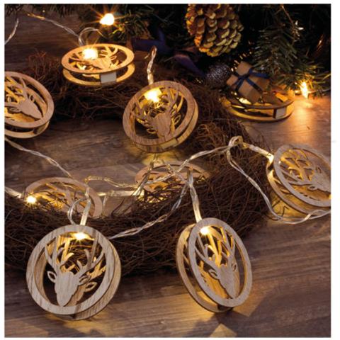 Renna Di Legno Luce Edm - Spirito Natalizio - Luce Calda - 20 Lampadine Led - 1 M - 71396 - Foto 2