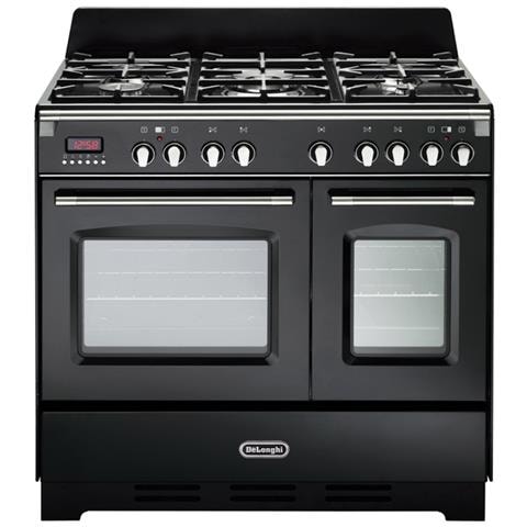 DE LONGHI Cucina Elettrica MEM965TNNED 5 Fuochi a Gas 2 Forni Elettrici Classe A Dimensioni 90 x 60 cm Colore Nero Serie Mastercook