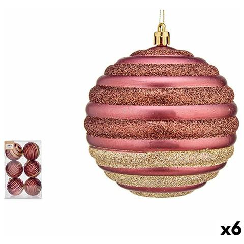 Set Di Palline Di Natale Cerchi Rosa Plastica 10 X 11 X 10 Cm (6 Unità) - Foto 1