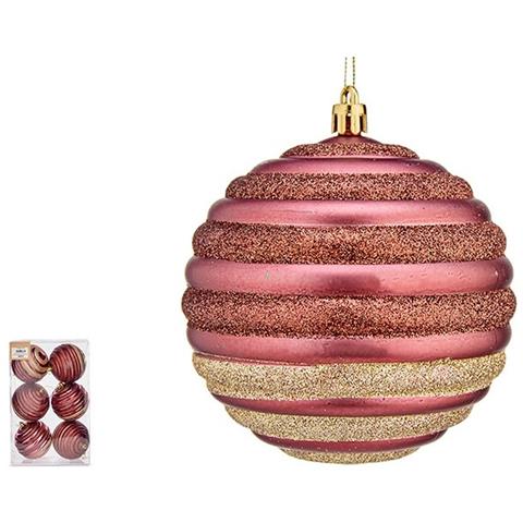 Set Di Palline Di Natale Cerchi Rosa Plastica 10 X 11 X 10 Cm (6 Unità) - Foto 2