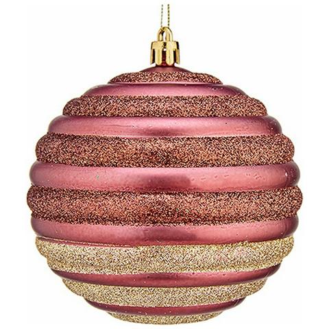 Set Di Palline Di Natale Cerchi Rosa Plastica 10 X 11 X 10 Cm (6 Unità) - Foto 3