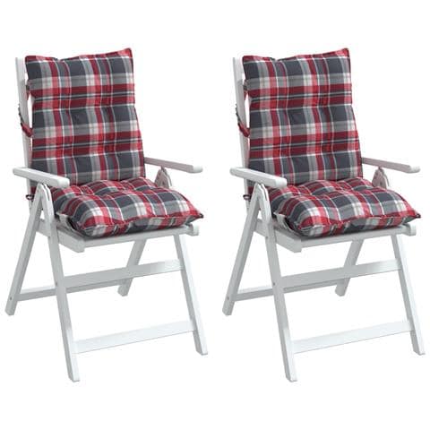 Cuscini Sedia Schienale Basso 2 Pz Quadri Rosso Tessuto Oxford - Foto 3