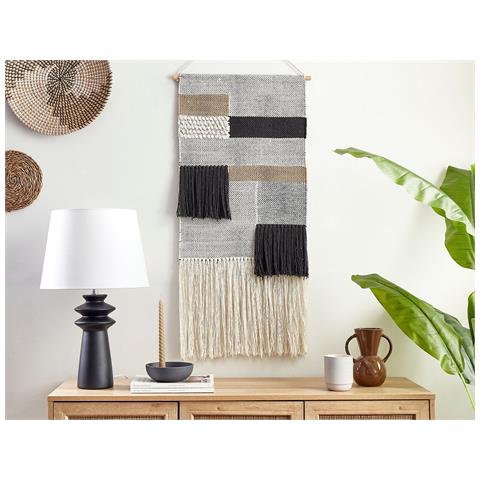 Decorazione Da Parete In Tessuto Hangu Rettangolare Cotone Beige - Foto 1