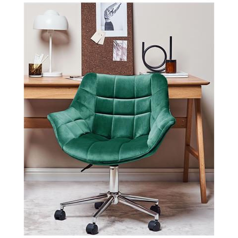 Sedia Da Scrivania Labelle Velluto Verde Smeraldo - Foto 8