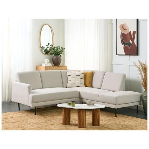 Divano Angolare 4 Posti Breda Tessuto Beige Chiaro Lato Sinistro - Foto 1