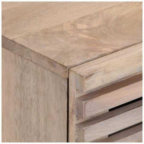 Comodino 40x34x46 cm in Legno Massello di Mango Sbiancato - Foto 10
