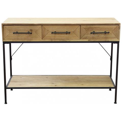 Mobile Credenza Da Ingresso Con Struttura In Legno E Metallo Con 3 Cassetti E Ripiano Inferiore Linea Industrial - Foto 2