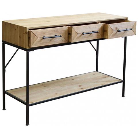 Mobile Credenza Da Ingresso Con Struttura In Legno E Metallo Con 3 Cassetti E Ripiano Inferiore Linea Industrial - Foto 1