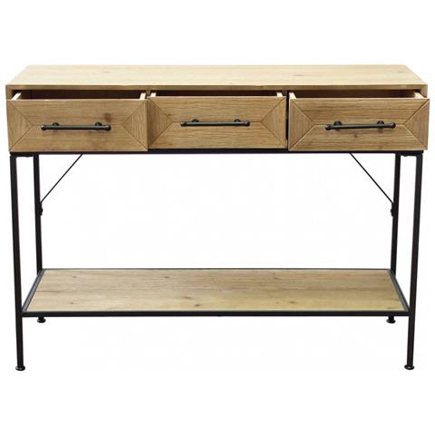 Mobile Credenza Da Ingresso Con Struttura In Legno E Metallo Con 3 Cassetti E Ripiano Inferiore Linea Industrial - Foto 7