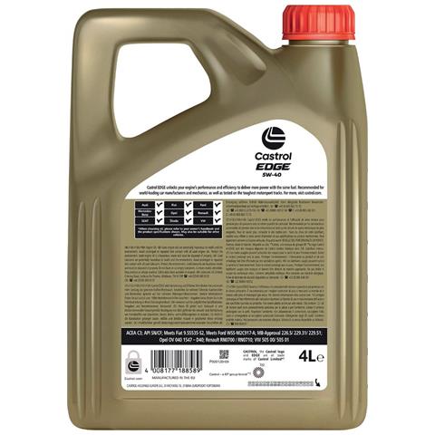 Olio Lubrificante Per Motore Auto Edge 5w40 Titanium Fst 4l - Foto 2