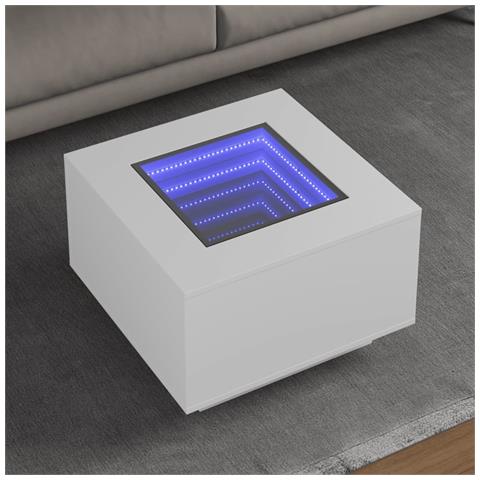 Tavolino Salotto Con Led Bianco 60x60x40 Cm Legno Multistrato - Foto 1